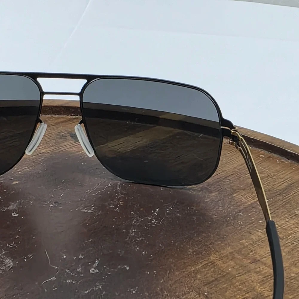 Ic! Berlin U5 Alex Sunglasses Mens 59-17 Black Gray Tinted Metal Aviator Germany